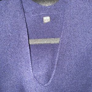 Women’s Uniqlo deep navy unique v-neck wool polyester blend sweater.  Worn once